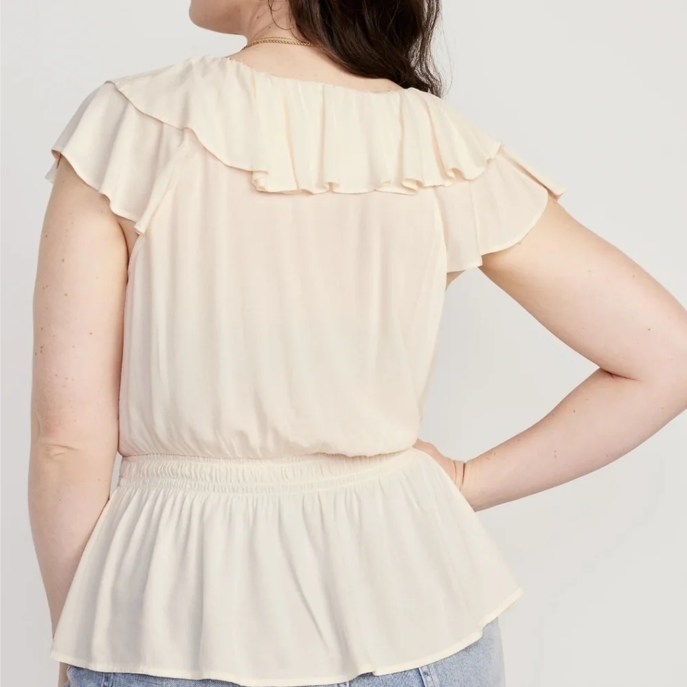 XXL - Old Navy | Waist-Defined Ruffle-Trim Top - Picture 2 of 5